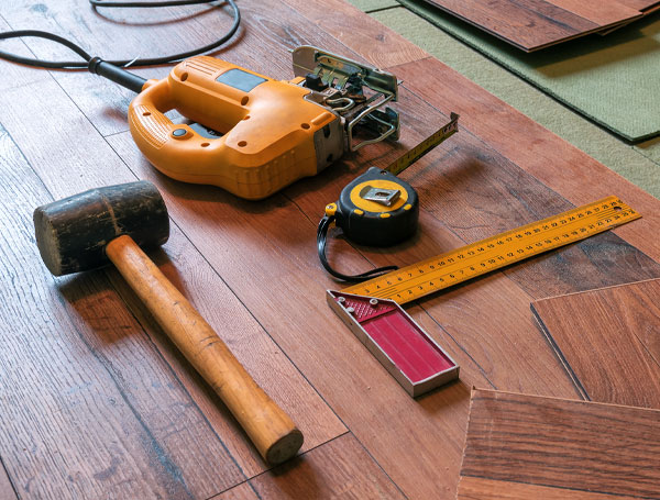 Floor installation with tools